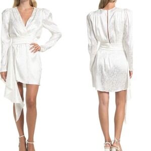 NWT Rony Kobo Lilian White Floral‎ Jacquard Long Sleeve Mini Dress, Size S